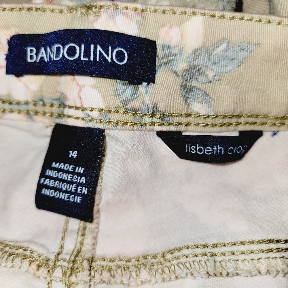 Bandolino Lisbeth Crop Ankle Fringe Hem Womens Size 14 Floral Print Denim Jeans - Picture 5 of 9
